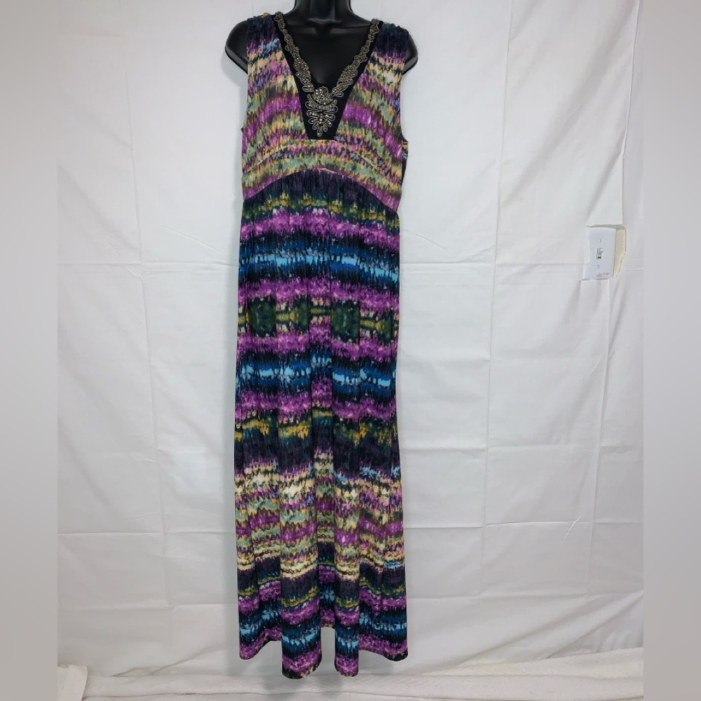 NY Collection Multicolor Patterned Maxi Dress